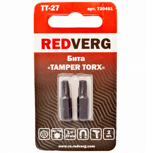 Бита Redverg Torx Tamper 27х25 (2шт.)(720451)