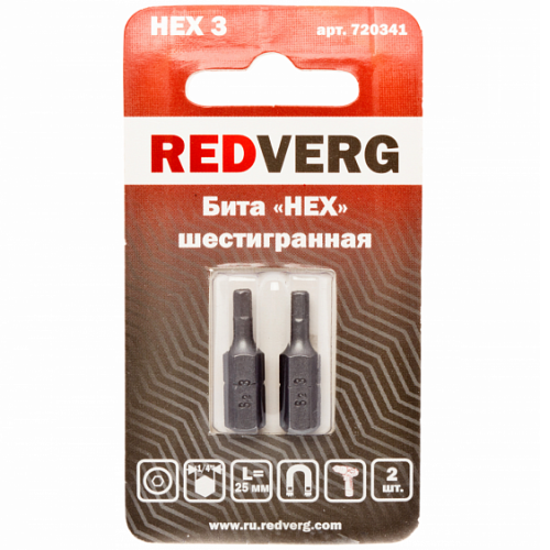 Бита Redverg HEX 3x25 (2шт.)(720341)