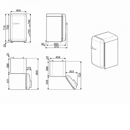 Минибар SMEG FAB5RDGO3