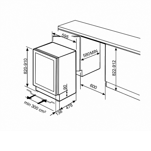Встраиваемый винный шкаф SMEG CVI138RWS2