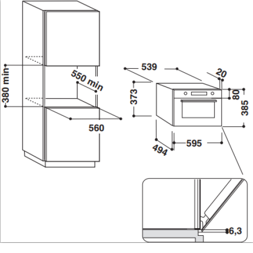 Встраиваемая микроволновая печь Whirlpool W7 MD440
