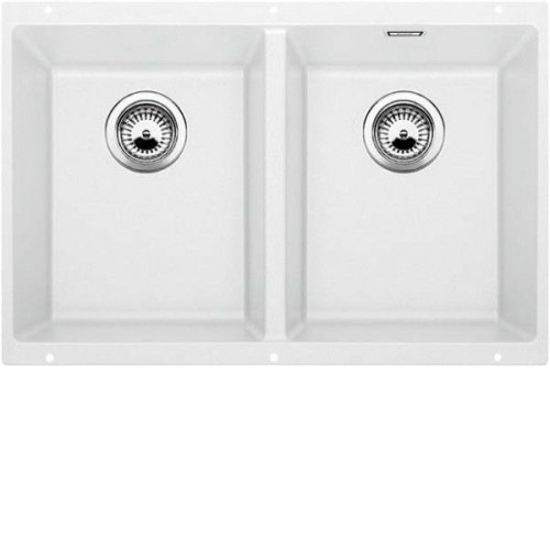 Кухонная мойка Blanco SUBLINE 350/350-U SILGRANIT отводная арматура InFino® белый гранит 523578