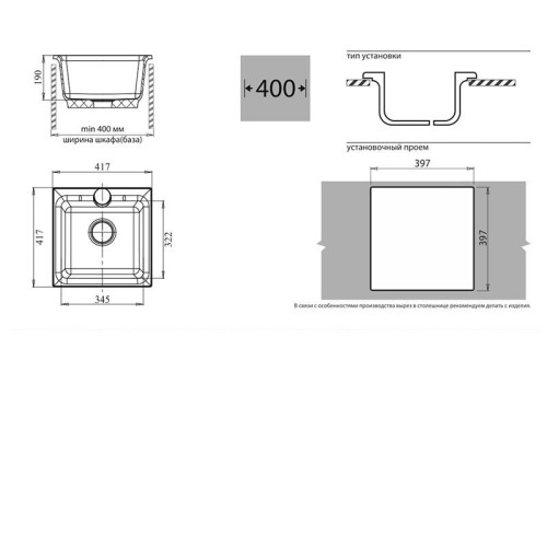 Кухонная мойка GRANFEST Practic GF-P420 графит