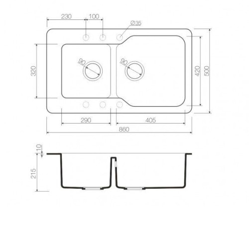 Кухонная мойка OMOIKIRI Maru 86-2-СH (4993291)