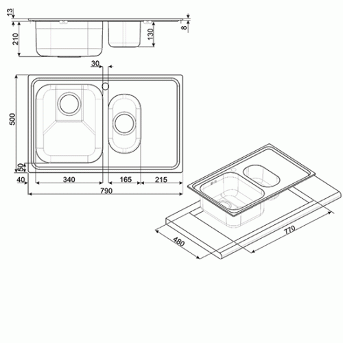 Кухонная мойка SMEG sp7915dot