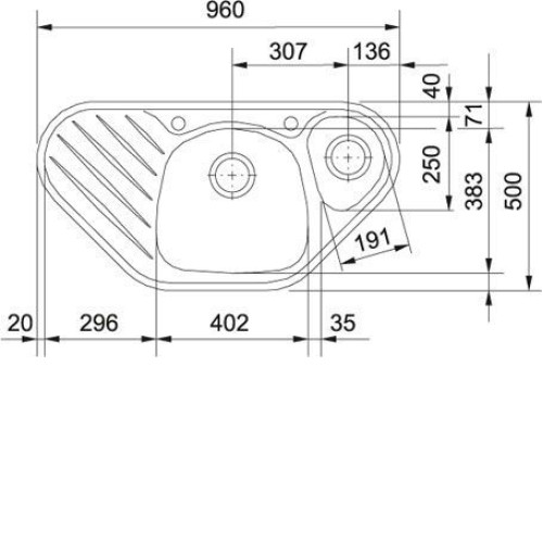 Кухонная мойка FRANKE mon (mox) 651-e (059.107.020) (101.0010.171) пром. вариант неполир. мойка с вент. (902.486.008) (112.0006.302)