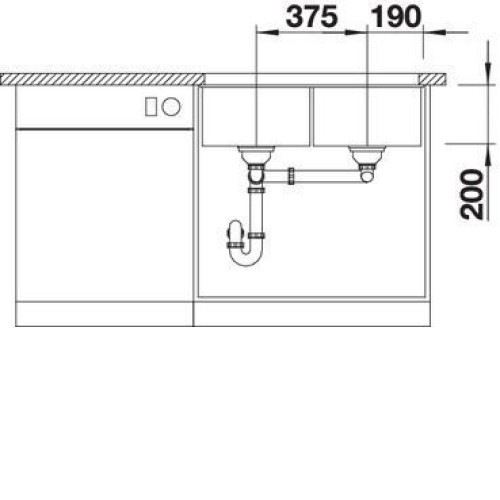 Кухонная мойка Blanco SUBLINE 350/350-U SILGRANIT серый беж с отв.арм. InFino (арт.523581)