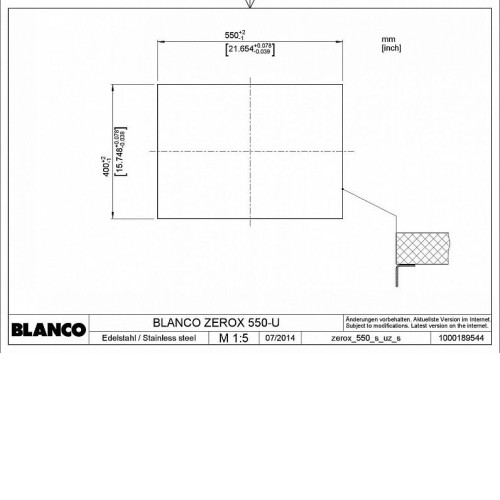 Мойка BLANCO 521591 BLANCO ZEROX 550-U нерж. сталь зеркальная полировка
