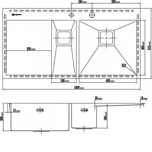 Кухонная мойка OMOIKIRI Akisame 100-2-GM-L (4993103)
