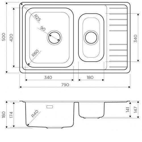 Кухонная мойка OMOIKIRI Sagami 79-2-IN (4993733)