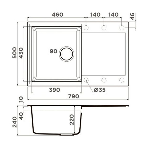 Кухонная мойка OMOIKIRI Sakaime 79-BL (4993276)