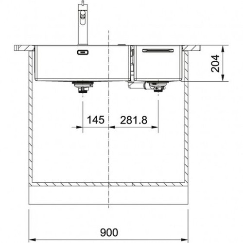 Кухонная мойка FRANKE Box Center BWX 220-54-27 TL рабочий центр справа