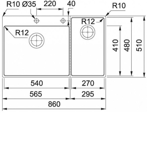 Кухонная мойка FRANKE Box Center BWX 220-54-27 TL рабочий центр слева