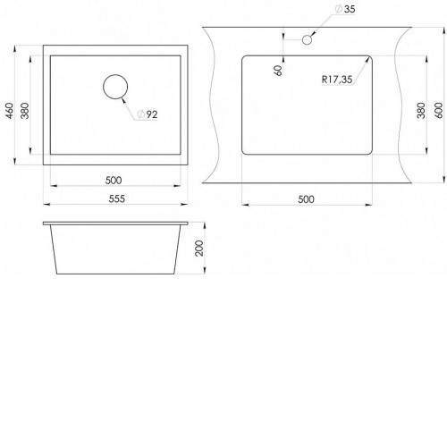Кухонная мойка EMAR EMQ-1555.P барит