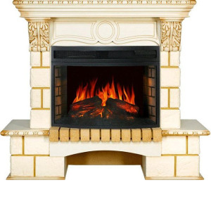 Камин ROYAL FLAME pierre luxe шампань под dioramic 25 fx слоновая кость с патиной 64907997