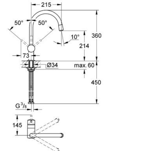 Смеситель GROHE minta хром 32918000
