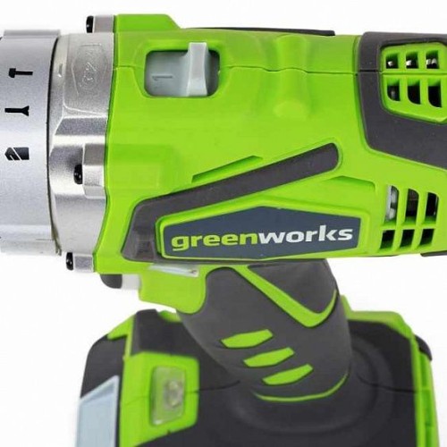 Дрель-шуруповёрт GreenWorks G24CD 3801107 с 1хАКБ 2А.ч. и ЗУ в кейсе