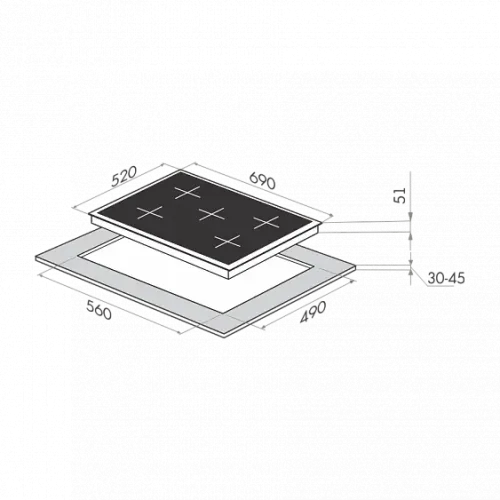 Газовая поверхность MAUNFELD MGHG.75.13RIB_CREAM GLASS