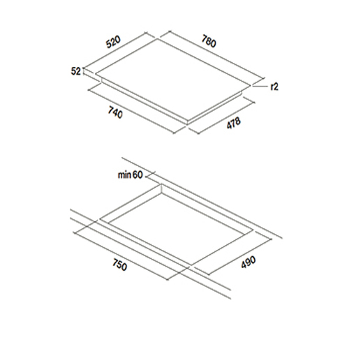 Поверхность FALMEC PIANO INDUZIONE 78x52