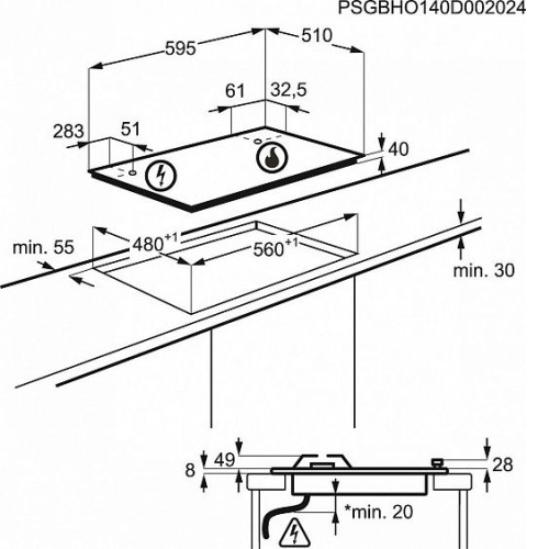 Газовая поверхность Electrolux GPE363RBW