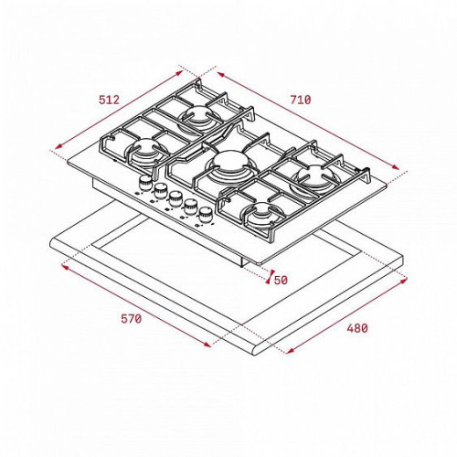 Поверхность TEKA CGW LUX 60 TC 4G AI AL CI (40217007)