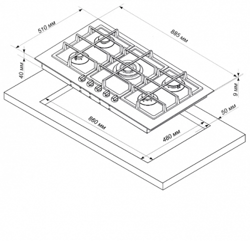 Варочная поверхность ELECTRONICSDELUXE GG51130245F TC-005