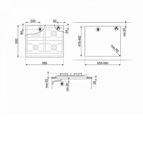 Газовая поверхность SMEG sr964ngh