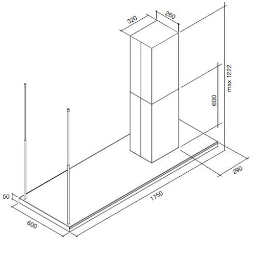 Вытяжка FALMEC lumen isola 175 ix (800) ecp