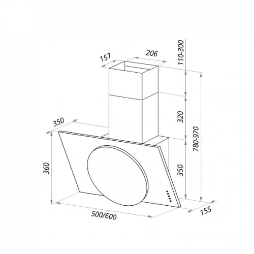 Вытяжка MAUNFELD TOWER L (PUSH) 60 черный/черное стекло