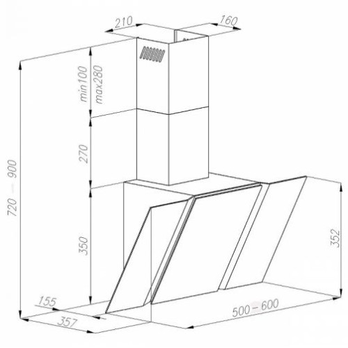 Вытяжка MAUNFELD TRENT GLASS 50 серый/чёрное стекло