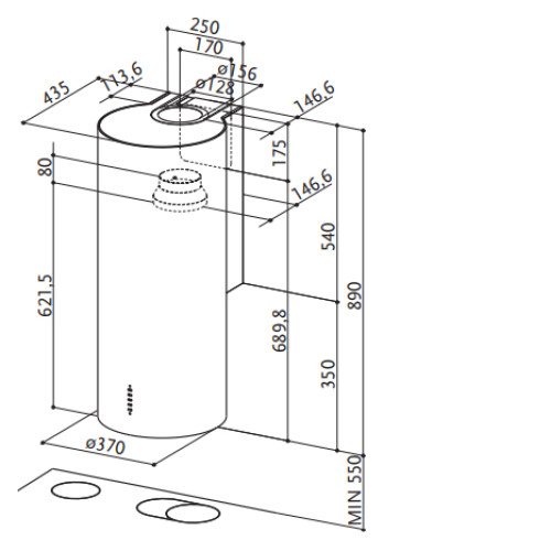 Вытяжка FABER 110.0332.307 FABER CYLINDRA/2 EV8 2EL XH890