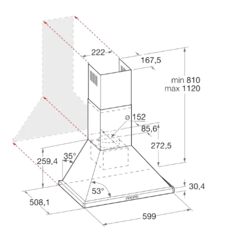 Каминная вытяжка Hotpoint-Ariston HHPN 6.5F LM AN