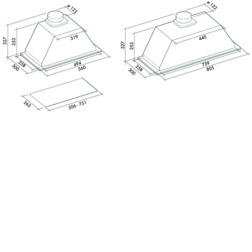 Вытяжка Falmec GRUPPO INCASSO EVO 70 P.E (без ду, 800/1280 м3/ч)