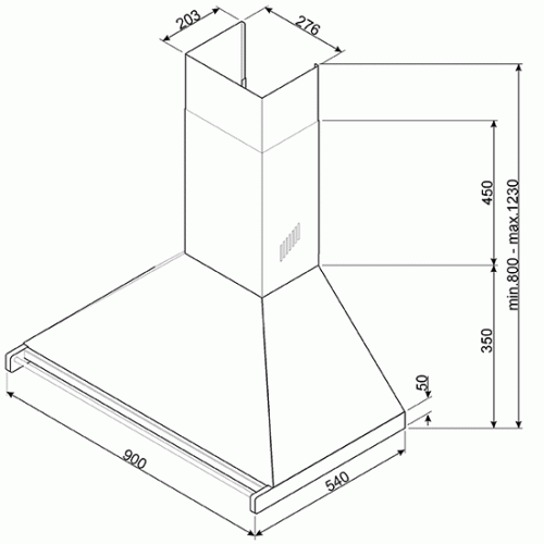 Каминная вытяжка SMEG KD90HNE