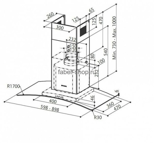 Вытяжка FABER RAY SRM LED X/V A90