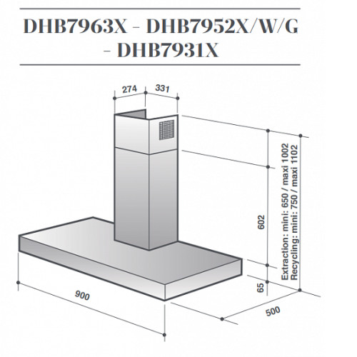 Вытяжка DE DIETRICH DHB7952W