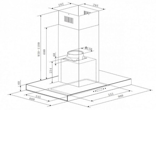 Вытяжка Maunfeld HARBOUR glass isla 90 нержавейка+черное стекло
