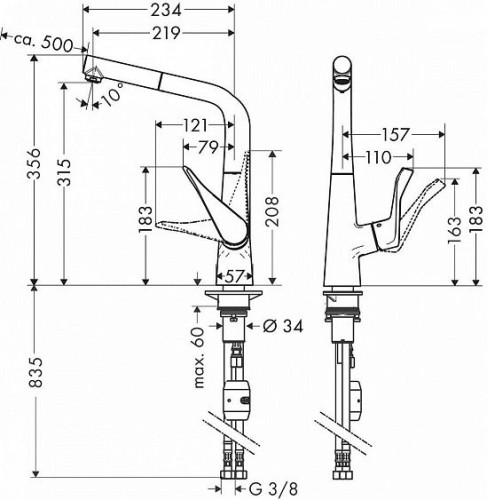 Смеситель HANSGROHE Metris 14821000