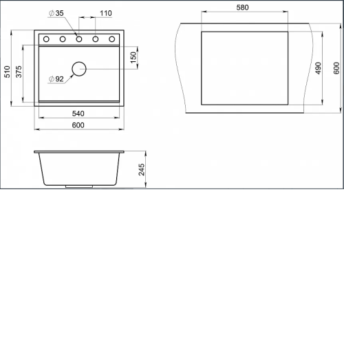 Кухонная мойка GRANULA KS-6003 чёрный