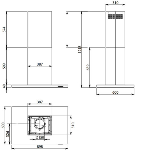 Вытяжка FALMEC LUMEN ISOLA NRS 90 (CLUI90.E10P2#NEUI490F)