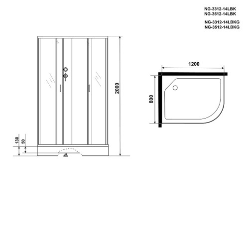 Душевая кабина NIAGARA NG-3312-14LBK