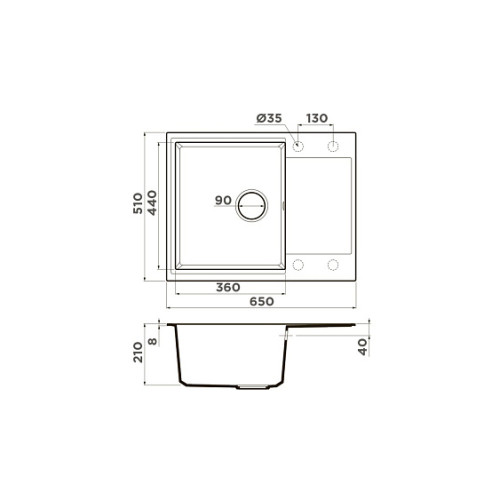 Кухонная мойка OMOIKIRI Daisen 65T-WH (4993514)