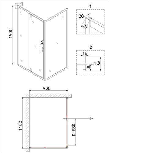 Душевое ограждение NIAGARA NG-43-11AG-A90G