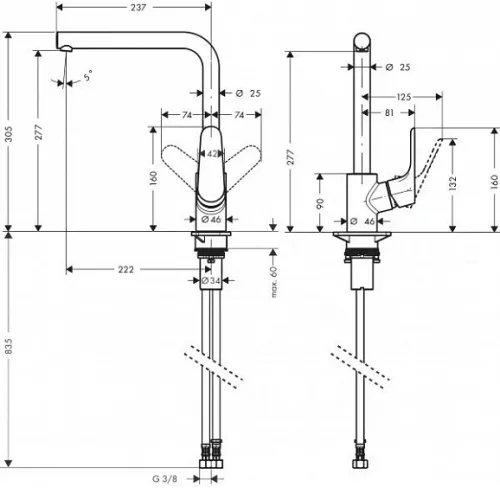 Смеситель HANSGROHE Focus 31817670 матовый черный