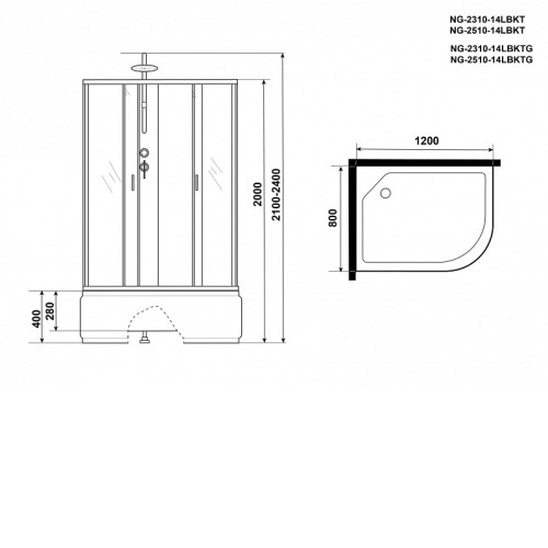Душевая кабина NIAGARA NG-2310-14LBKTG