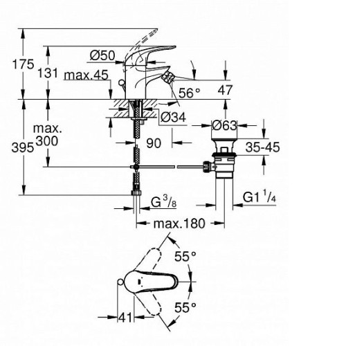 Смеситель GROHE Euroeco 23263000 хром