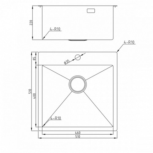 Кухонная мойка MILACIO Denia 51 Steel MC.77489 вороненая сталь