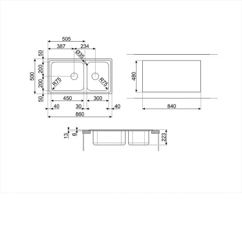 Кухонная мойка SMEG LGR862-2