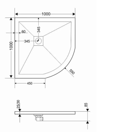 Поддон GROSSMAN GR-S2100100 100х100х2,5 см графит