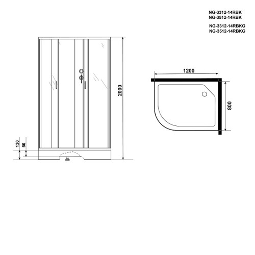 Душевая кабина NIAGARA NG-3512-14RBK